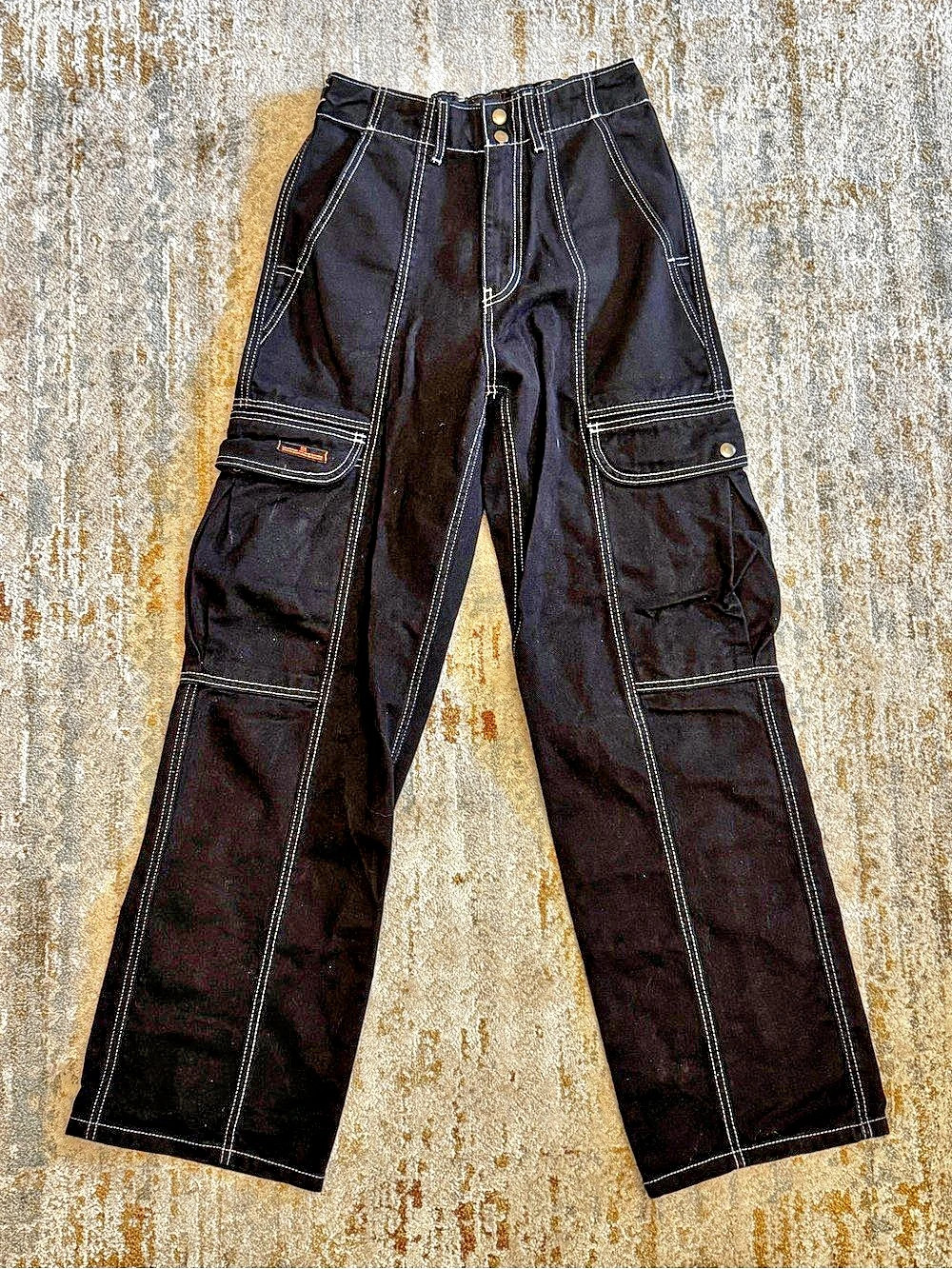 BDG Contrast Stitch Cargo Jeans Black Waist 26